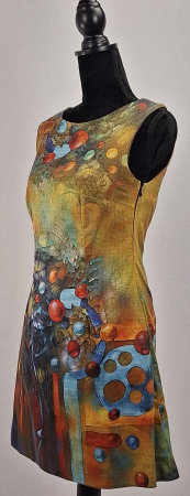 Rochie Sonjaline bumbac elastic cu imprimeu artistic abstract [1]