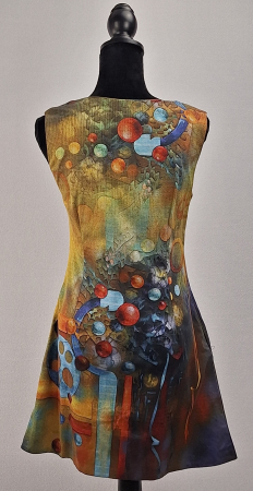 Rochie Sonjaline bumbac elastic cu imprimeu artistic abstract [4]