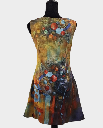 Rochie Sonjaline bumbac elastic cu imprimeu artistic abstract [2]
