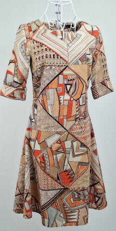Rochii - Rochie Vanda 100% bumbac cu imprimeu geometric artistic