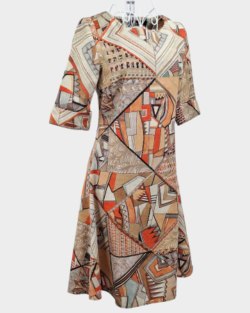 Rochie Vanda 100% bumbac cu imprimeu geometric artistic [1]