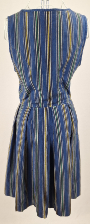 Rochie vintage 100% bumbac stil Dirndl albastră cu dungi și șiret reglabil [2]