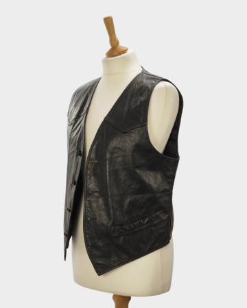 Vestă Sheplers piele netedă neagră cu nasturi Made in USA [1]