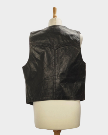 Vestă Sheplers piele netedă neagră cu nasturi Made in USA [2]