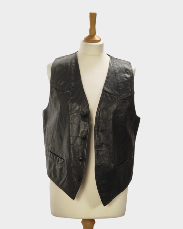 Veste - Vestă Sheplers piele netedă neagră cu nasturi Made in USA