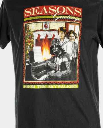 Filme - Tricou negru Star Wars 100% bumbac Season’s Greetings familia Skywalker