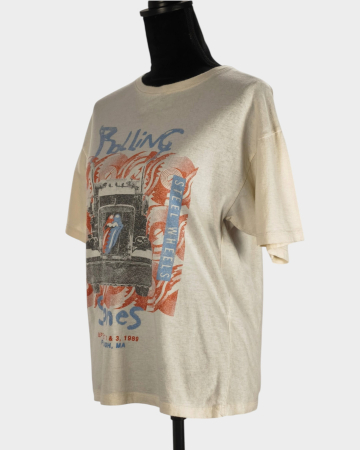 Tricou crem The Rolling Stones Steel Wheels 100% bumbac XS oversize [2]