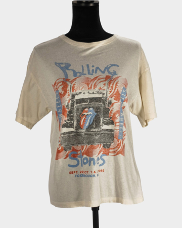Muzică - Tricou crem The Rolling Stones Steel Wheels 100% bumbac XS oversize
