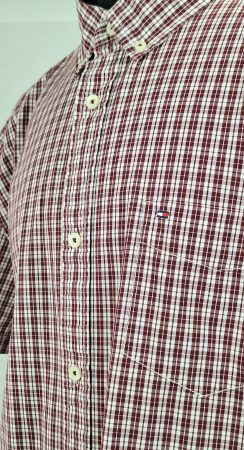 Cămașă Tommy Hilfiger Classic Fit 100% bumbac în carouri bordo, alb și gri [4]