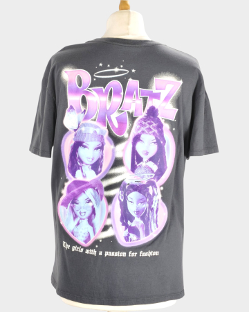 Tricou Bratz gri antracit bumbac imprimeu roz mov L XL [5]