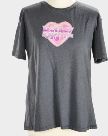 Tricou Bratz gri antracit bumbac imprimeu roz mov L XL [1]