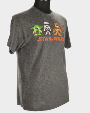 Tricou Star Wars gri melanj cu personaje pixel art L [3]