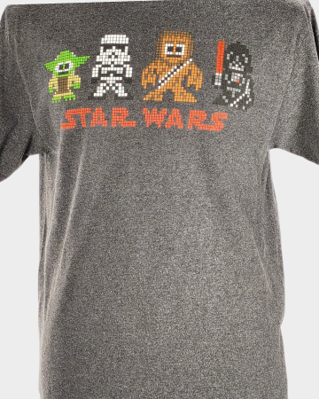Tricou Star Wars gri melanj cu personaje pixel art L [1]