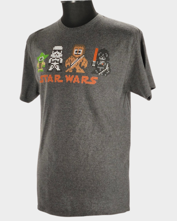 Tricou Star Wars gri melanj cu personaje pixel art L [2]