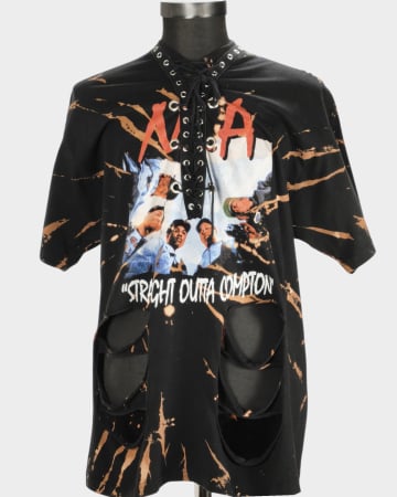 Filme - Tricou lung NWA Straight Outta Compton cu șnur și decupaje decorative