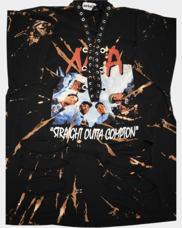 Tricou lung NWA Straight Outta Compton cu șnur și decupaje decorative [1]