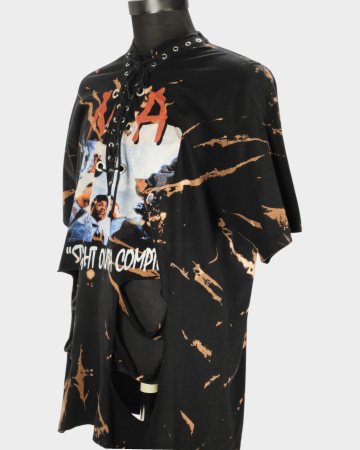 Tricou lung NWA Straight Outta Compton cu șnur și decupaje decorative [2]