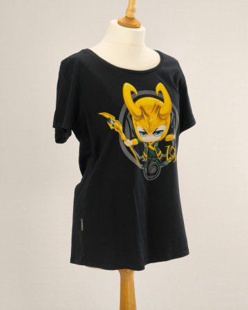 Tricou Marvel Loki chibi, print grafic, decolteu larg, 100% bumbac, M [3]