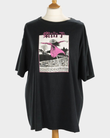 Anime și manga - Tricou negru Junji Ito Scarecrow bumbac imprimeu roz față-spate