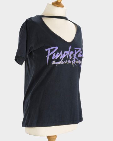 Tricou Prince Purple Rain negru bumbac imprimeu față-verso S–M [3]