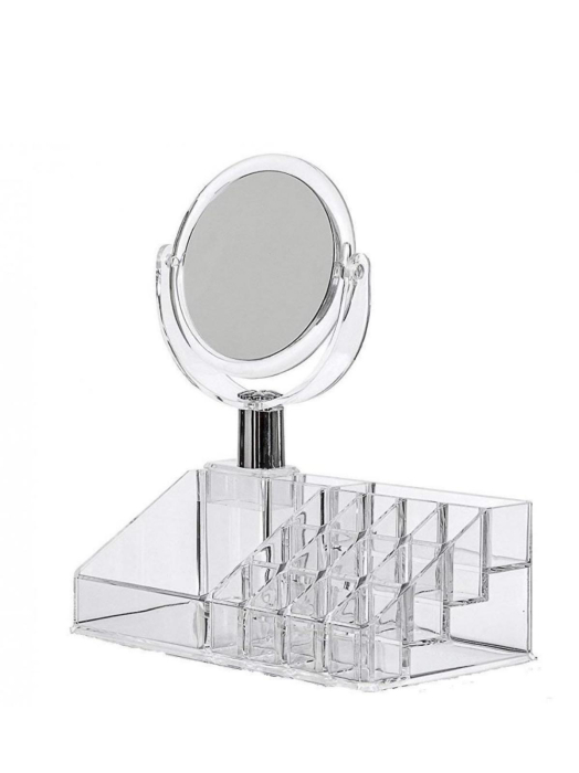Organizator de Machiaj Transparent din Acril cu Oglindă Rotativă [2]