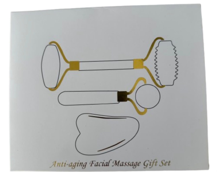 Set 3 piese pentru masaj facial din piatră naturală (Jad / Piatră Verde) [2]