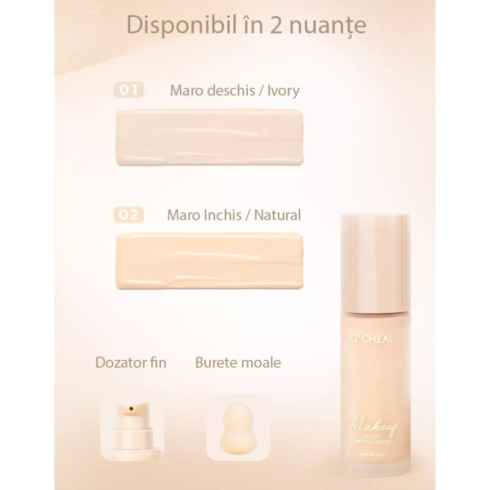 Set fond de ten lichid O’Cheal Air Soft Mist cu burețel [3]
