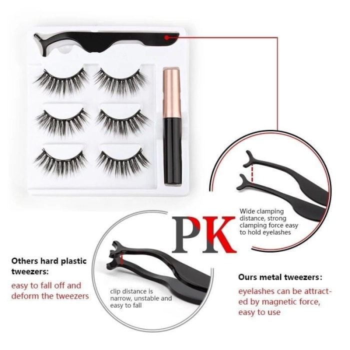 Set Gene False Magnetice – Aplicare Cu Eyeliner Magnetic, 3 Perechi în Set [2]