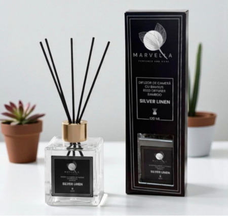 PARFUMURI DE CAMERA - Difuzor de Cameră cu Bambus Marvella - Silver Linen (120 ml)