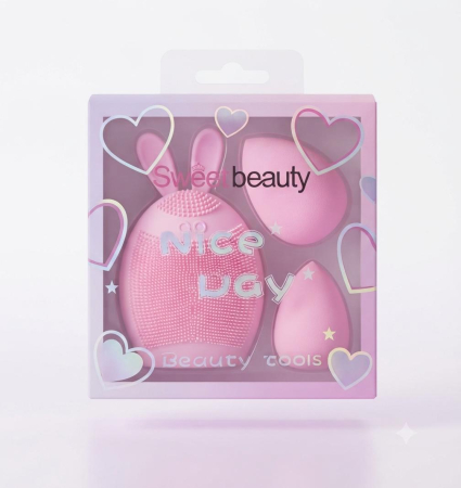 ACCESORII & MACHIAJ - Set Perie de Curățare Facială și Bureți Cosmetici 