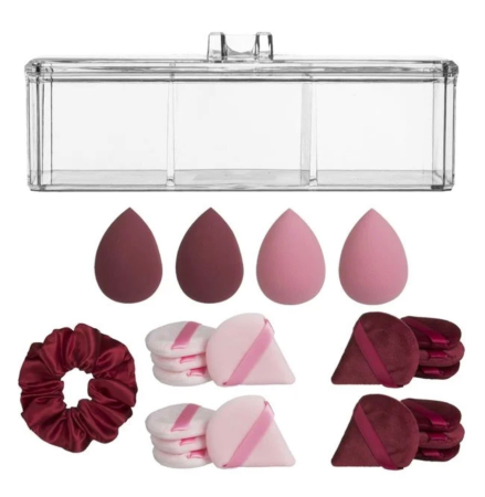Beauty Set cu Scrunchie & Bureti de Machiaj in Cutie cu Capac [2]