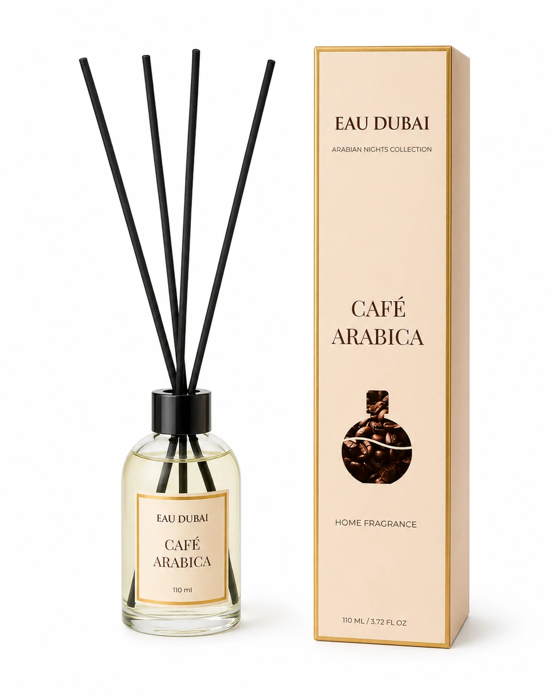 PARFUMURI DE CAMERA - Difuzor de parfum pentru cameră, Caffe Latte, Difuzor cu bețișoare, 110 ml