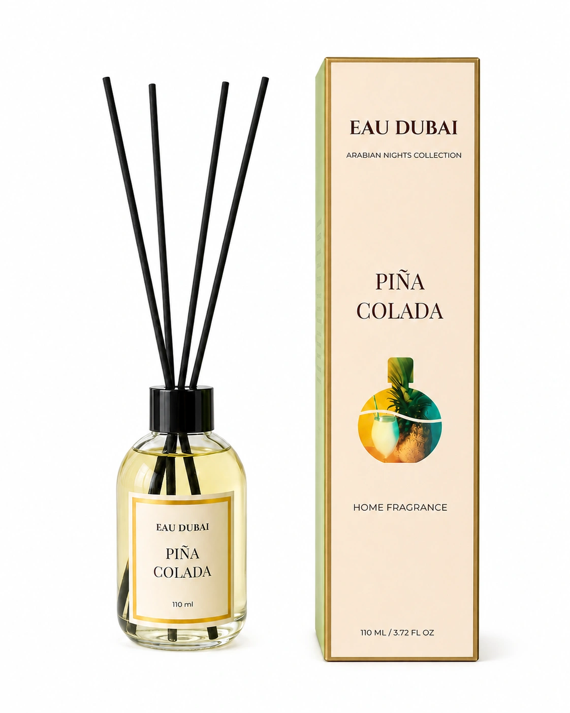 BEST SELLERS - Difuzor de parfum pentru cameră, Pina Colada, Difuzor cu bețișoare, 110 ml