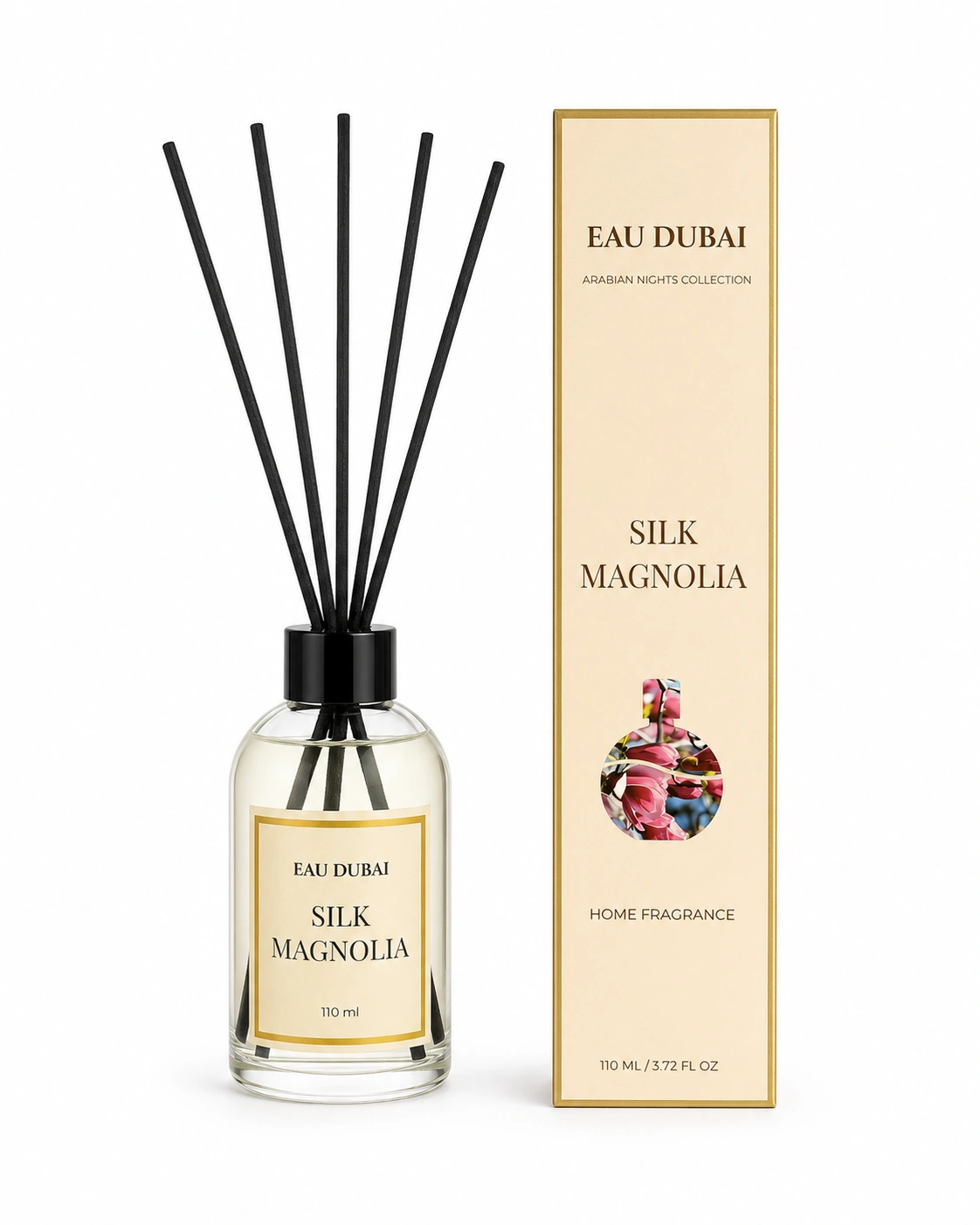 PARFUMURI DE CAMERA - Difuzor de parfum pentru cameră, Silk Magnolia, Difuzor cu bețișoare, 110 ml
