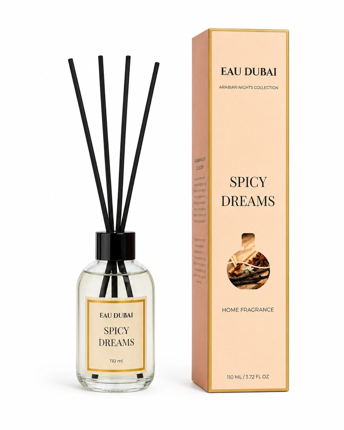 PARFUMURI DE CAMERA - Difuzor de parfum pentru cameră, Spicy Dreams, Difuzor cu bețișoare, 110 ml