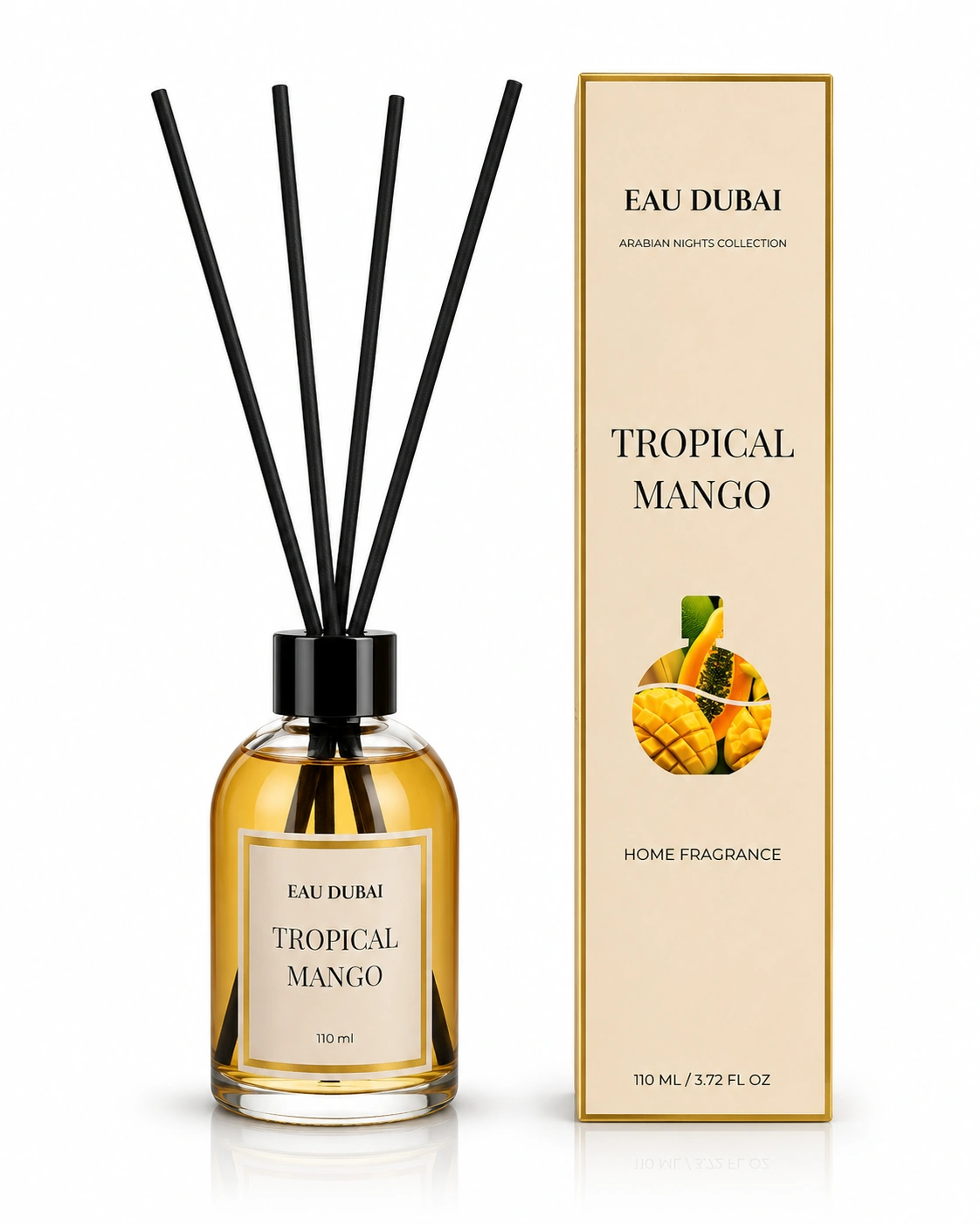PARFUMURI DE CAMERA - Difuzor de parfum pentru cameră, Tropical Mango, Difuzor cu bețișoare, 110 ml