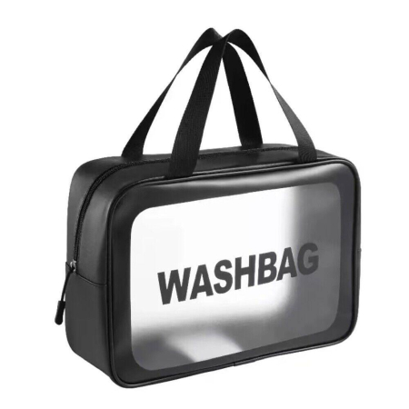 ACCESORII & MACHIAJ - Geantă Cosmetică / Borsetă Transparentă "Washbag" - Negru