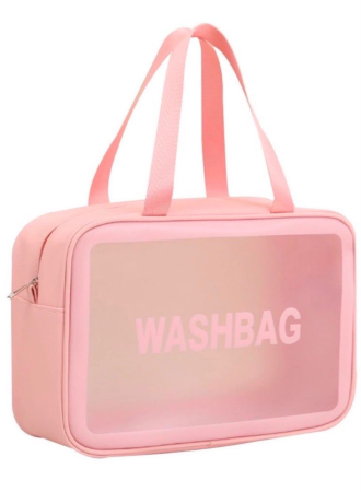 ACCESORII & MACHIAJ - Geantă Cosmetică / Borsetă Transparentă "Washbag" - Roz