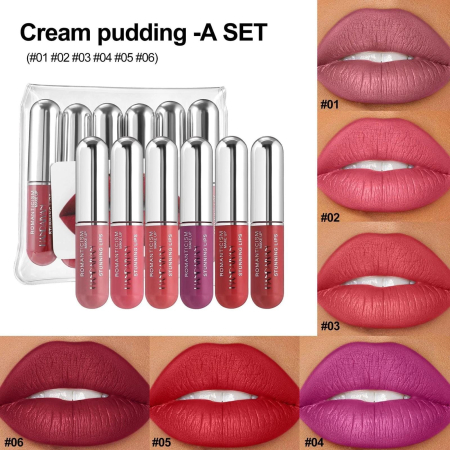 Handaiyan Lip Gloss Set – Set 6 Rujuri Lichide Mate și Lucioase, A