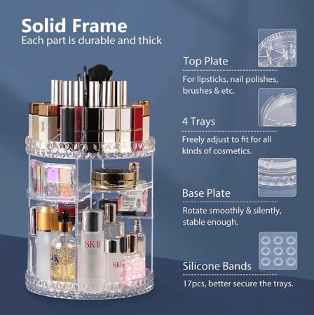 Organizator Cosmetic Rotativ 360° pe Etaje din Acril Transparent [3]