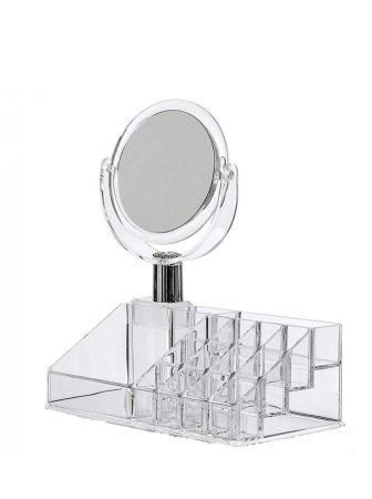 Organizator de Machiaj Transparent din Acril cu Oglindă Rotativă [1]