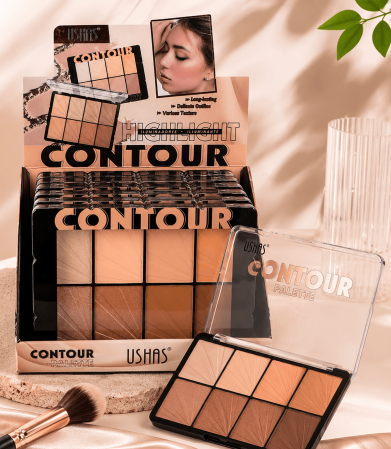BEAUTY & CARE - Paleta Contur si Iluminator Profesionala Ushas 8 Nuante