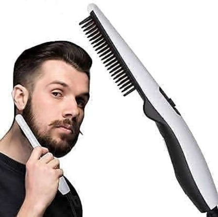 Perie electrică termică 2 în 1 pentru păr și barbă – îndreptare rapidă, design ergonomic [1]