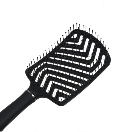 HAIR STYLE - Perie Par Plata Patrata din Plastic Neagra Model Zigzag 26cm