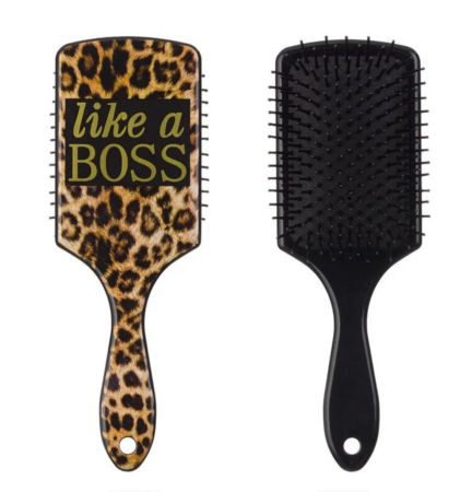 HAIR STYLE - Perie Par Plata Patrata Neagra cu Model Animal Print