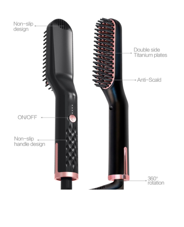 HAIR STYLE - Perie termică electrică pentru îndreptat părul și barba – Multifuncțională, model profesional