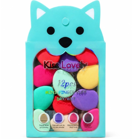 ACCESORII & MACHIAJ - Set 12 Mini Bureței de Machiaj Kiss Lovely - Mini Finger Puff