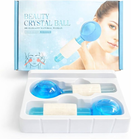 Set 2 Globuri de Gheață pentru Masaj Facial – Beauty Crystal Ball