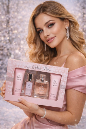PACHETE - Set cadou dama parfum 4 piese – Loțiune, body mist, EDP, gel duș