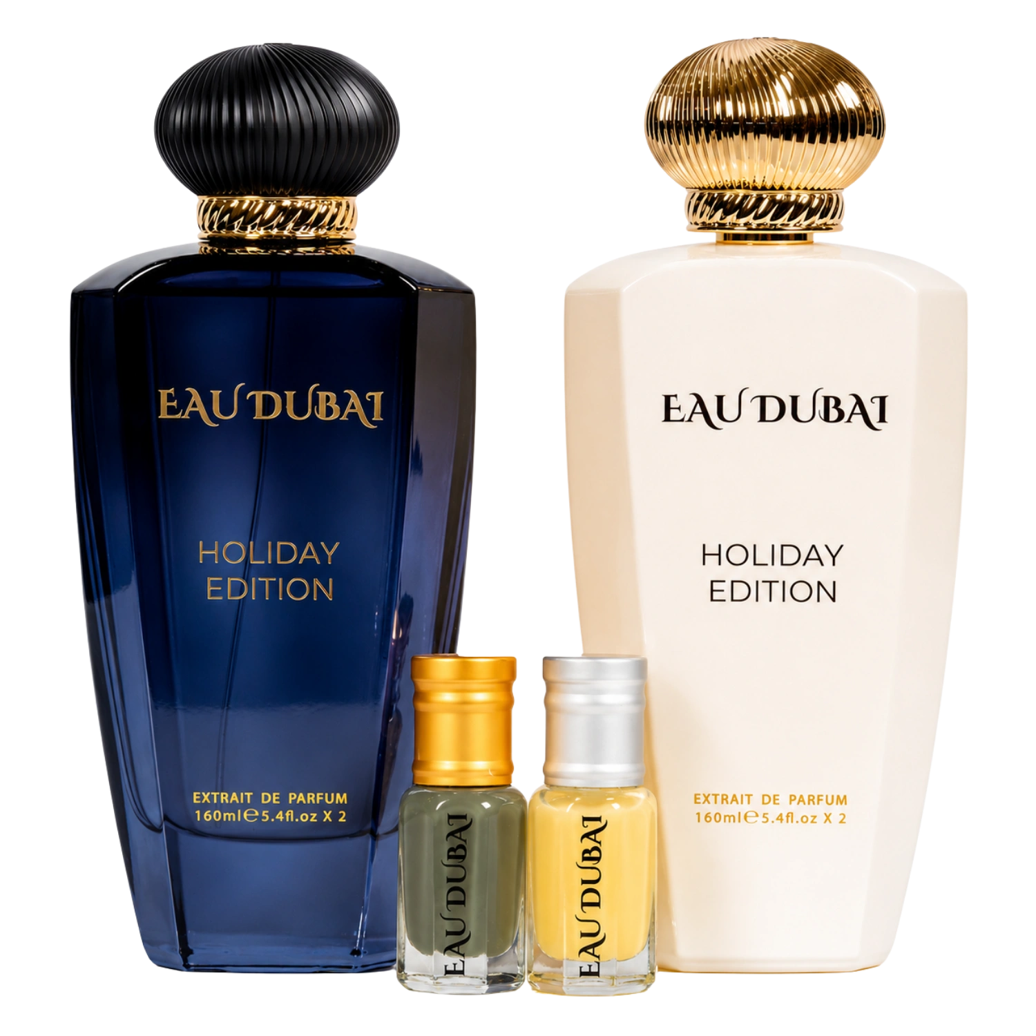 PACHETE - Set Cadou Parfum Eau Dubai Holiday Edition, 4 piese, Parfum EL si EA 160 ml, Ulei EL si EA 6 ml